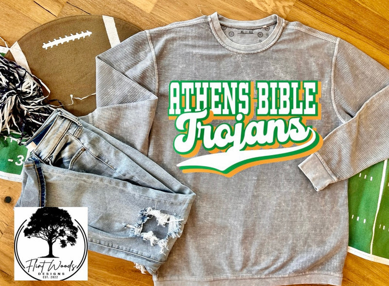 Athens Bible Trojans Corded Crew Sweatshirt