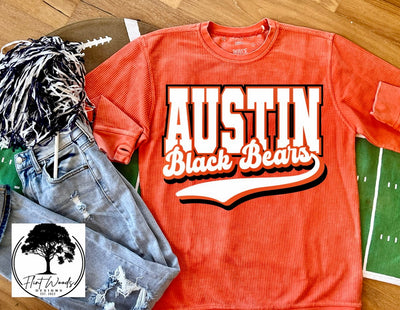 Austin Black Bears Corded Crew Sweatshirt