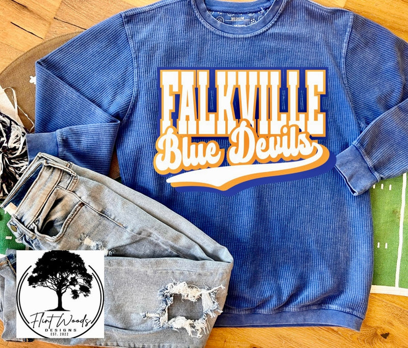 Falkville Bulldogs Corded Crew Sweatshirt