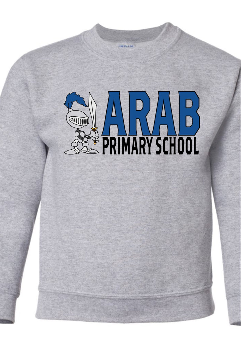 Gray Crewneck Sweatshirt with Full Color Full School Logo