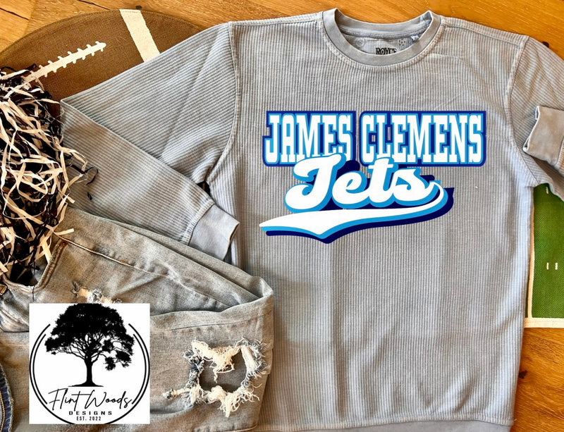 James Clemens Jets Corded Crew Sweatshirt