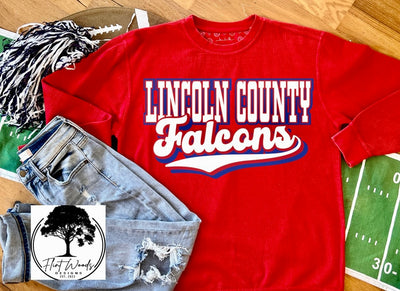 Lincoln County Falcons Corded Crew Sweatshirt