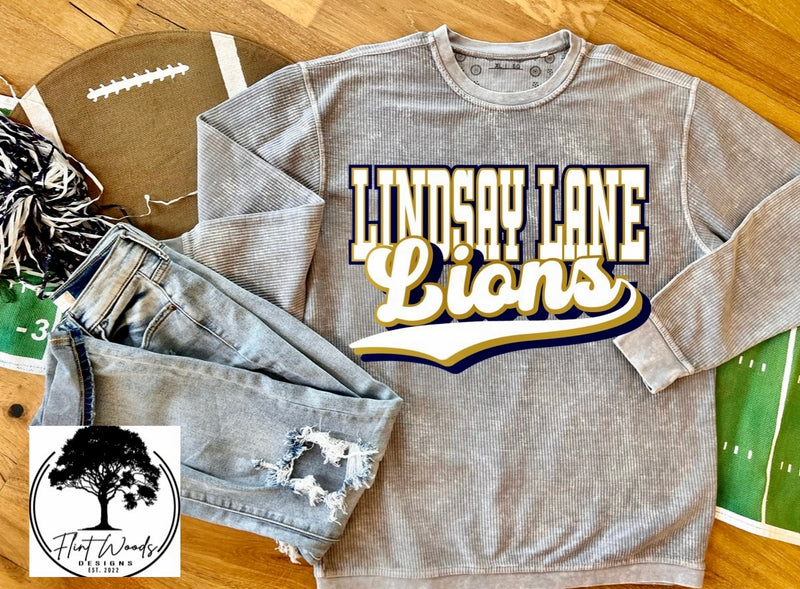 Lindsay Lane Lions Corded Crew Sweatshirt