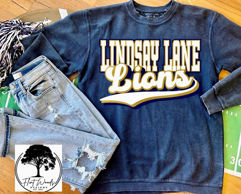 Lindsay Lane Lions Corded Crew Sweatshirt