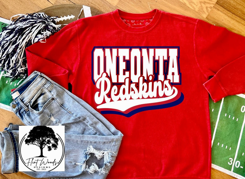 Oneonta Redskins Corded Crew Sweatshirt