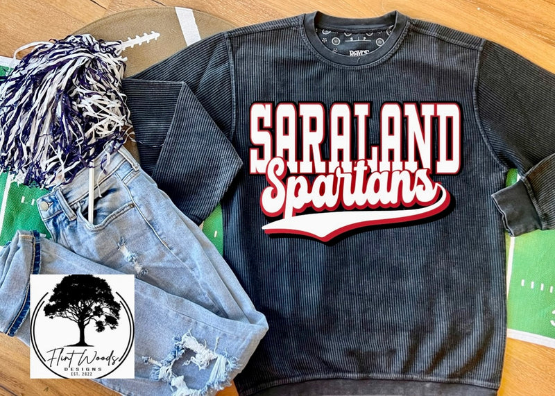 Saraland Spartans Corded Crew Sweatshirt