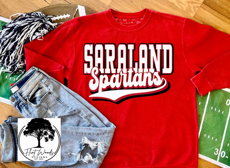 Saraland Spartans Corded Crew Sweatshirt