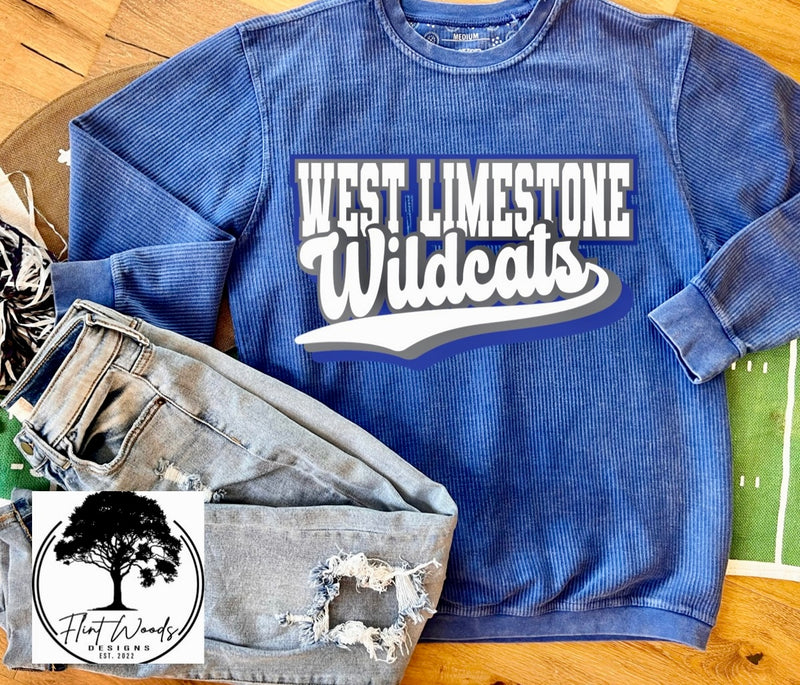 West Limestone Wildcats Corded Crew Sweatshirt